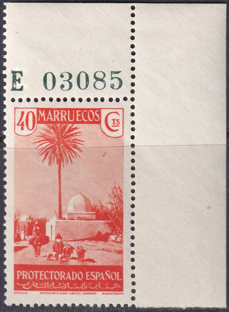 Spanish Morocco 1935 Sc 160 corner single MNH**