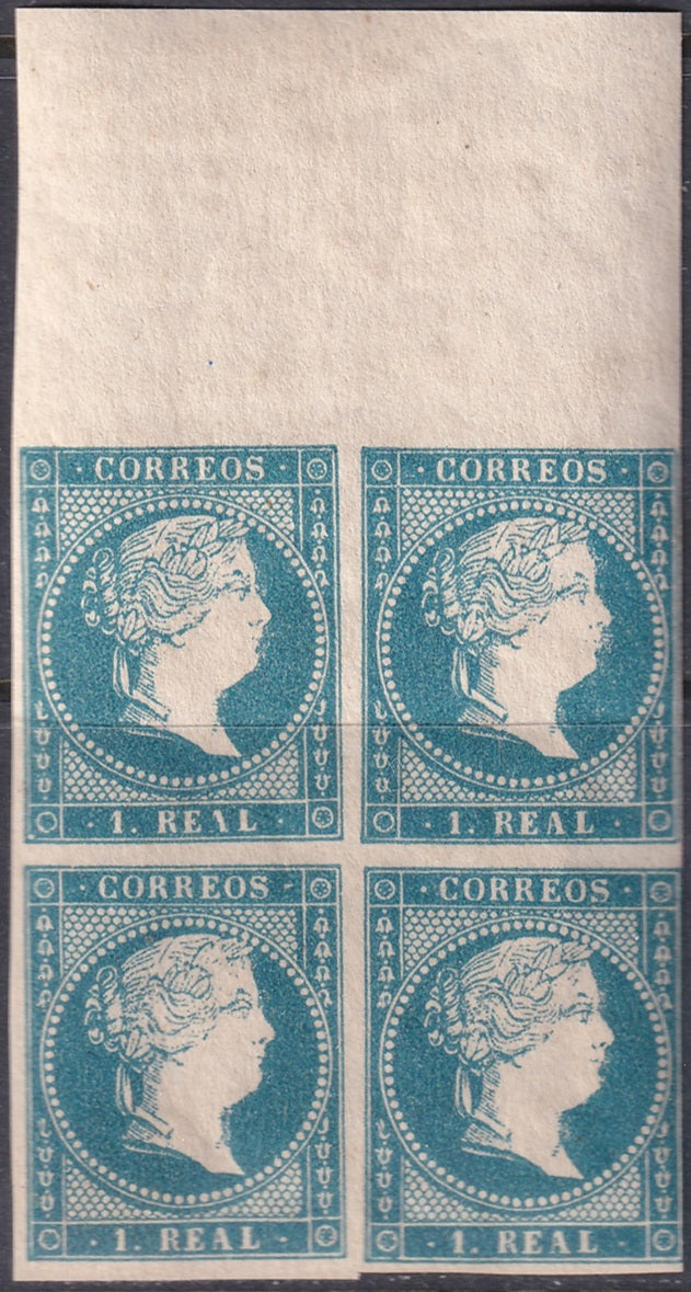 Spain 1856 Sc 46 margin block MNH**