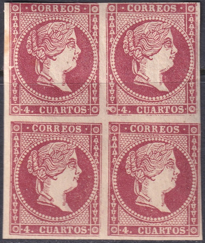 Spain 1859 Sc 45a block MNH**