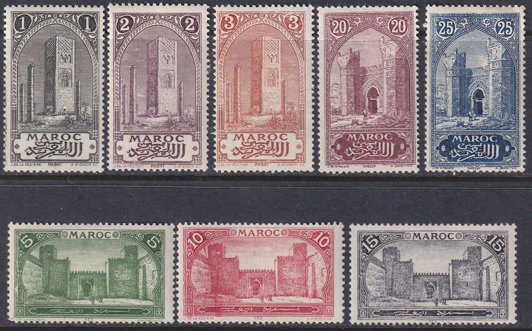 French Morocco 1917 Sc 55-62 partial set low values MLH*