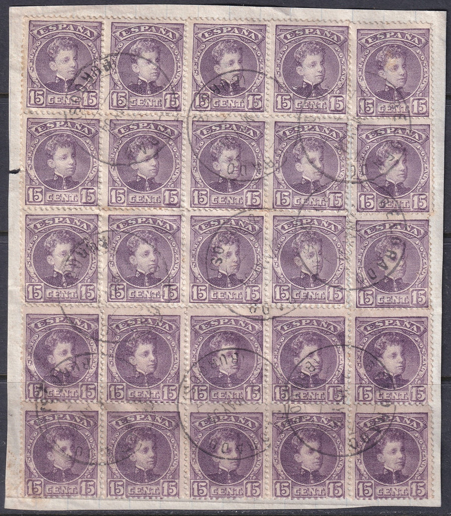 Spain 1902 Sc 276 large multiple used Belorado (Burgos) date cancels