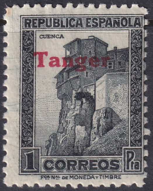 Spanish Tangier 1939 Sc Ed 124hcc MNH** red overprint variety