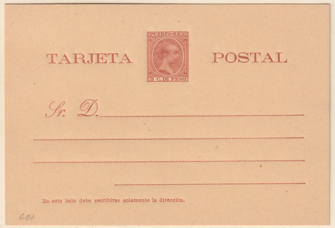 Puerto Rico 1896 entero Ed 8 postal stationery MLH*