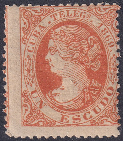 Spanish Antilles 1869 telégrafo Ed 6 telegraph MNH** gum crazing