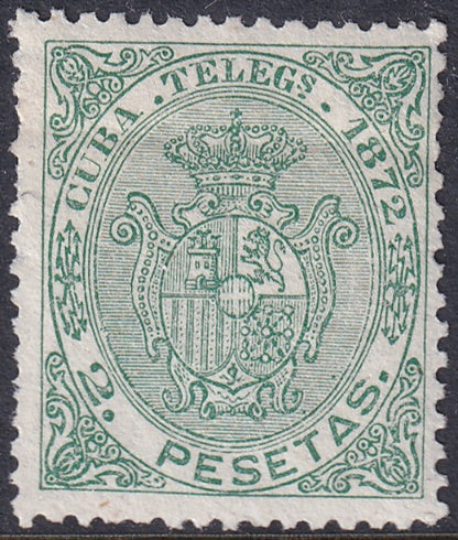 Spanish Antilles 1872 telégrafo Ed 23 telegraph MNG(*) horizontal crease