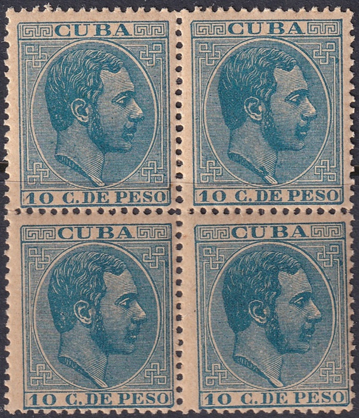 Spanish Antilles 1888 Sc 130 block MNH** toning