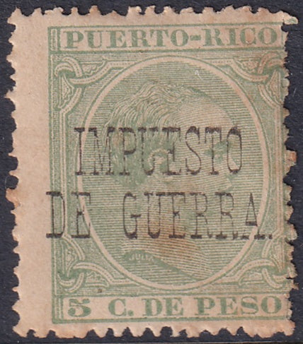 Puerto Rico 1898 Sc MR7 war tax MH** black overprint variety heavy hinge