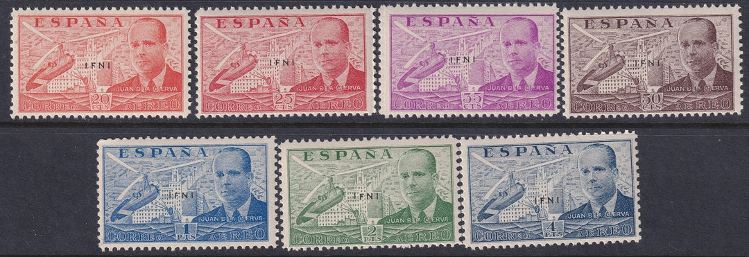 Ifni 1941 Ed 15A-G air post set MNH**