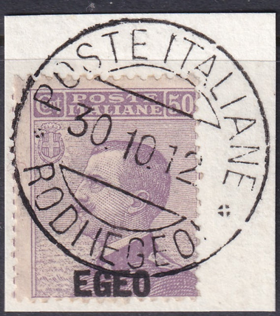 Italy Aegean 1912 Sc 2 used "Rodi (Egeo)" cancel on piece