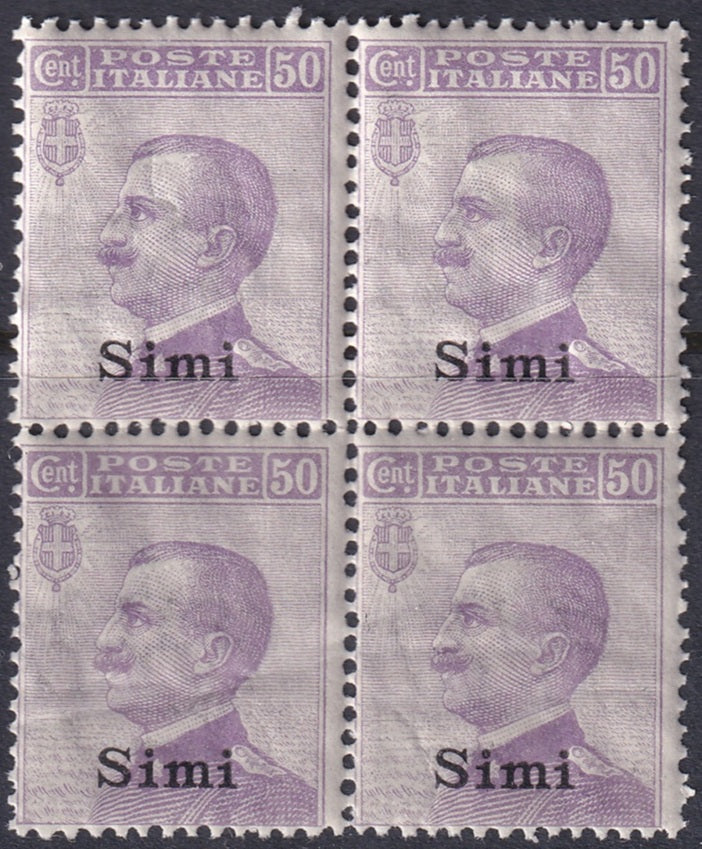 Italy Aegean Simi 1912 Sc 8 block MNH** creases