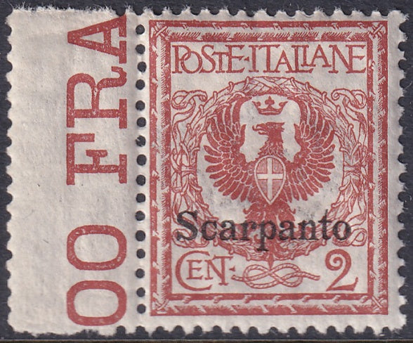 Italy Aegean Scarpanto 1912 Sc 1 margin single MNH** gum crazing