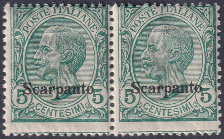 Italy Aegean Scarpanto 1912 Sc 2 pair MNH** gum crazing