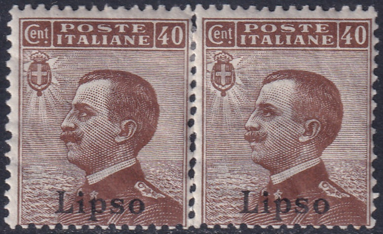 Italy Aegean Lisso 1912 Sc 7 pair MH* gum crazing