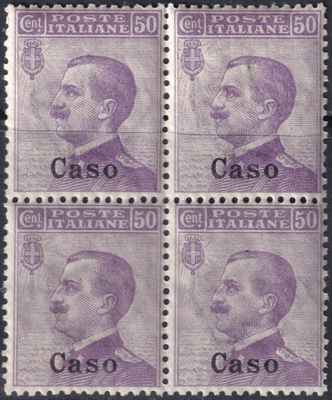 Italy Aegean Caso 1912 Sc 8 block MNH** gum crazing