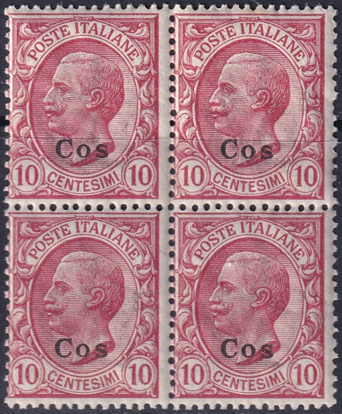 Italy Aegean Coo 1912 Sc 3 block MNH** gum crazing
