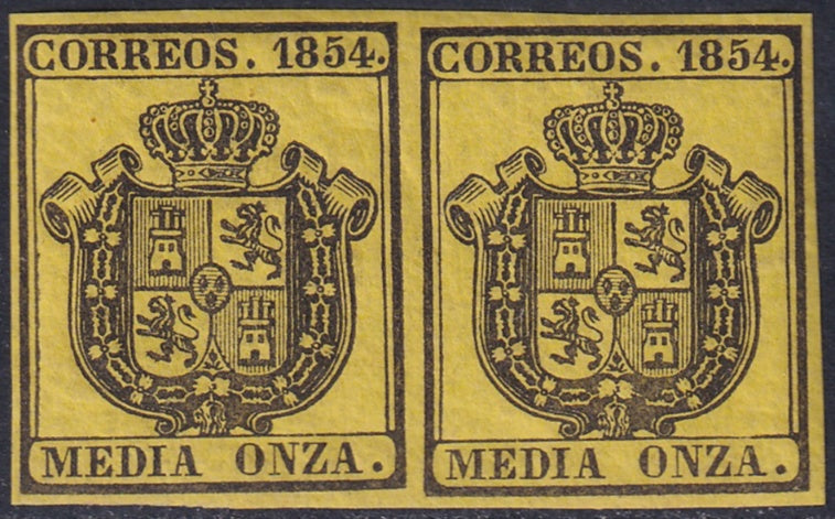 Spain 1854 Sc O1 official pair MNH**