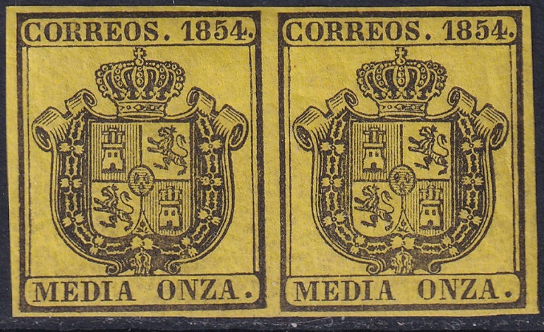 Spain 1854 Sc O1 official pair MNH**