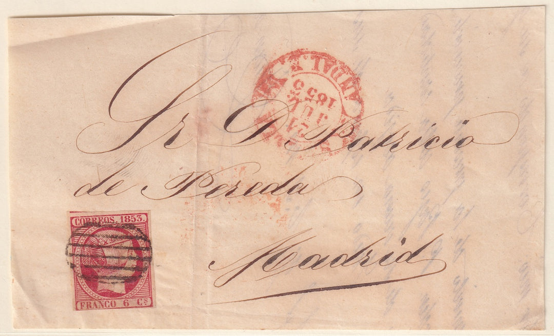Spain 1853 Sc 19 letter front only Sevilla to Madrid