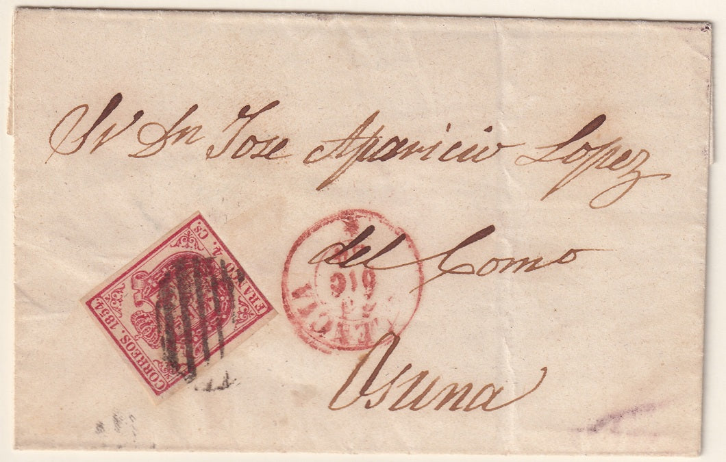 Spain 1854 Sc 25 folded letter Valencia to Osuna