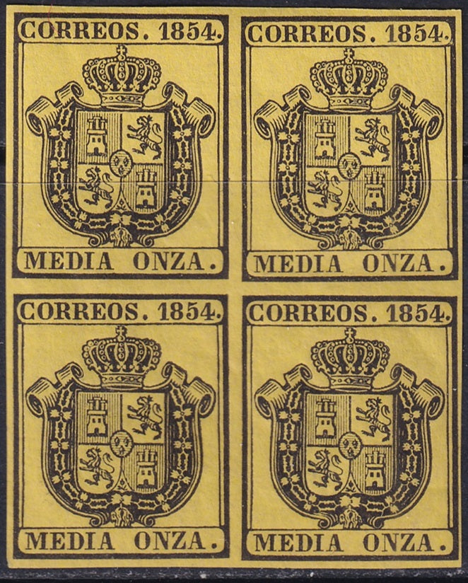 Spain 1854 Sc O1 official block MNH**