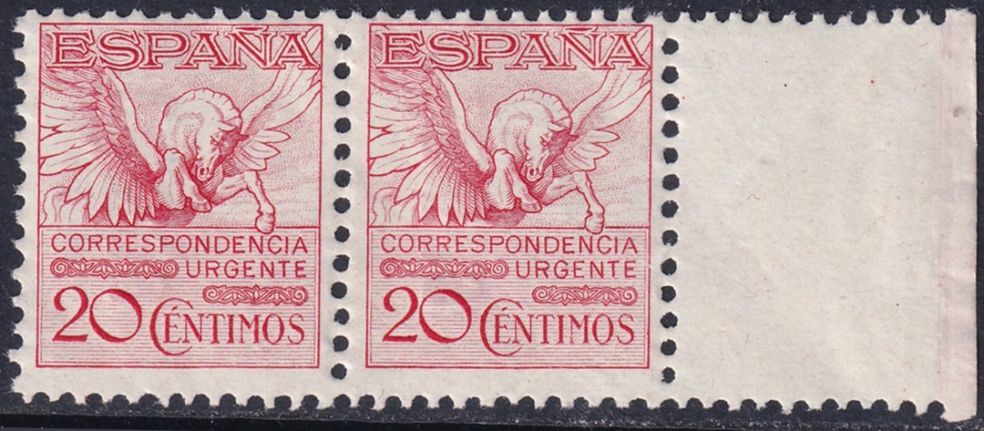 Spain 1933 Sc E3b express margin pair MNH** variety