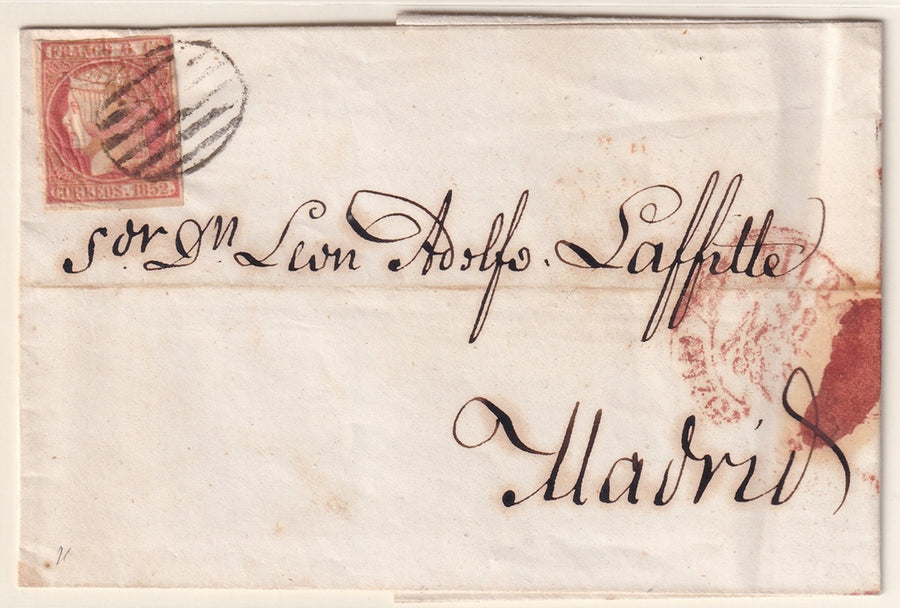 Spain 1852 Sc 12 folded letter Bilbao to Madrid