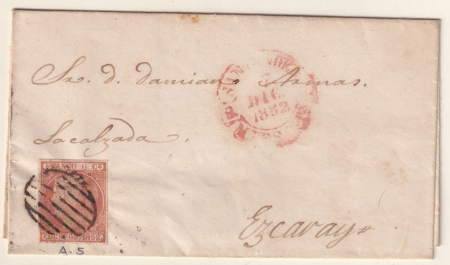 Spain 1852 Sc 12 folded letter Santo Domingo to Ezcaray