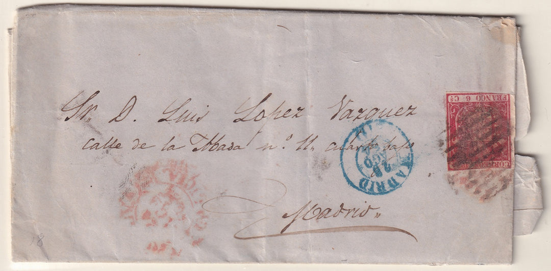 Spain 1854 Sc 26 folded letter Pontevedra to Madrid