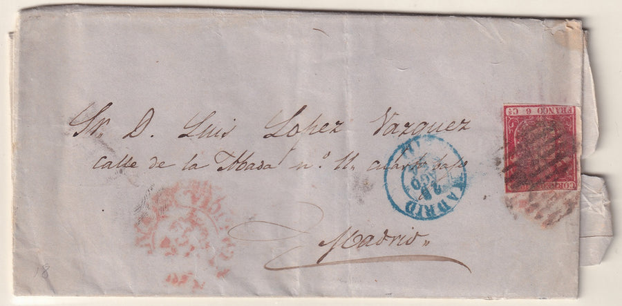 Spain 1854 Sc 26 folded letter Pontevedra to Madrid