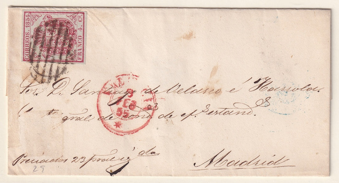Spain 1855 Sc 32 folded letter Valencia to Madrid