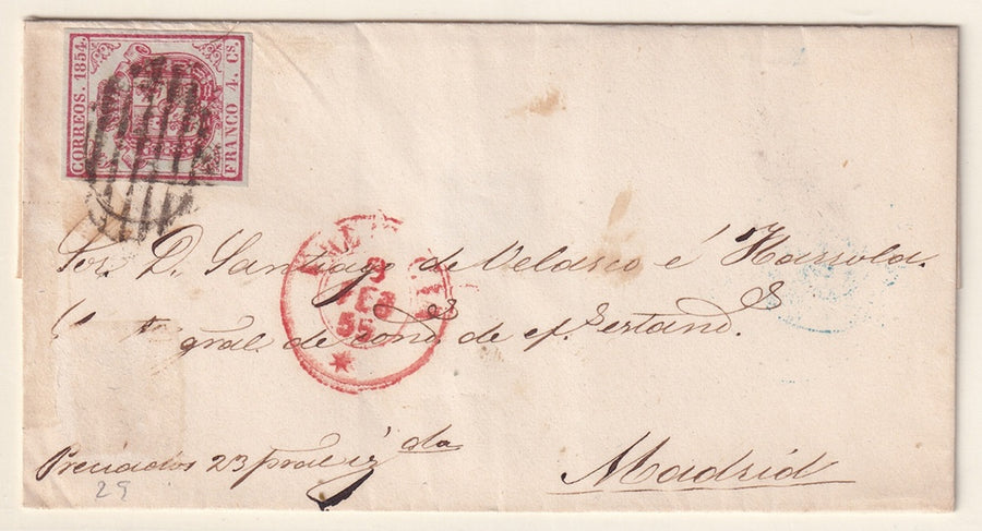 Spain 1855 Sc 32 folded letter Valencia to Madrid