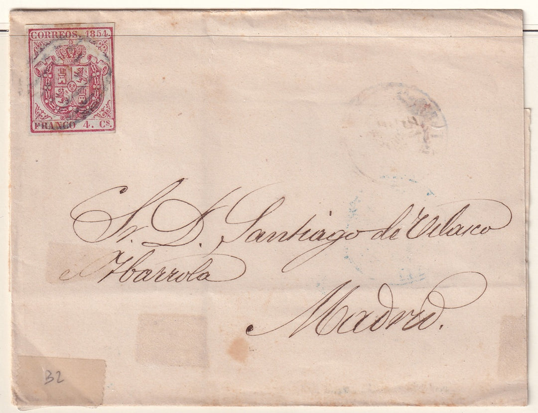 Spain 1855 Sc 32 folded letter to Madrid