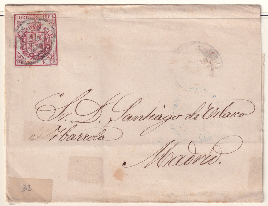 Spain 1855 Sc 32 folded letter to Madrid