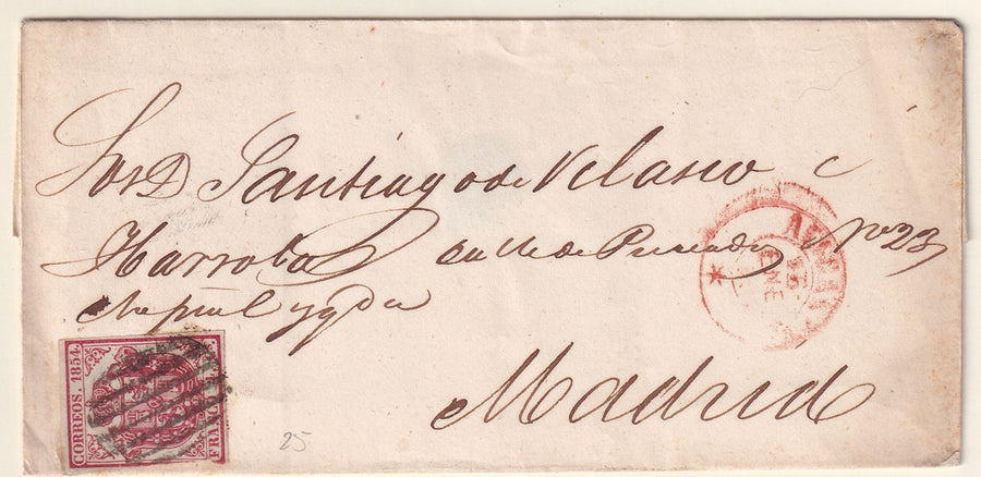 Spain 1855 Sc 32 folded letter Alicante to Madrid