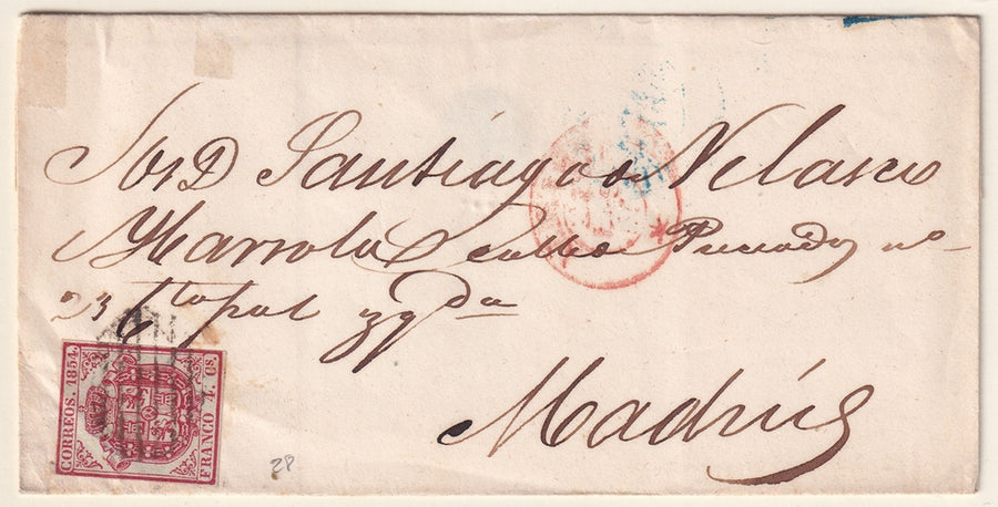 Spain 1855 Sc 32 folded letter Alicante to Madrid