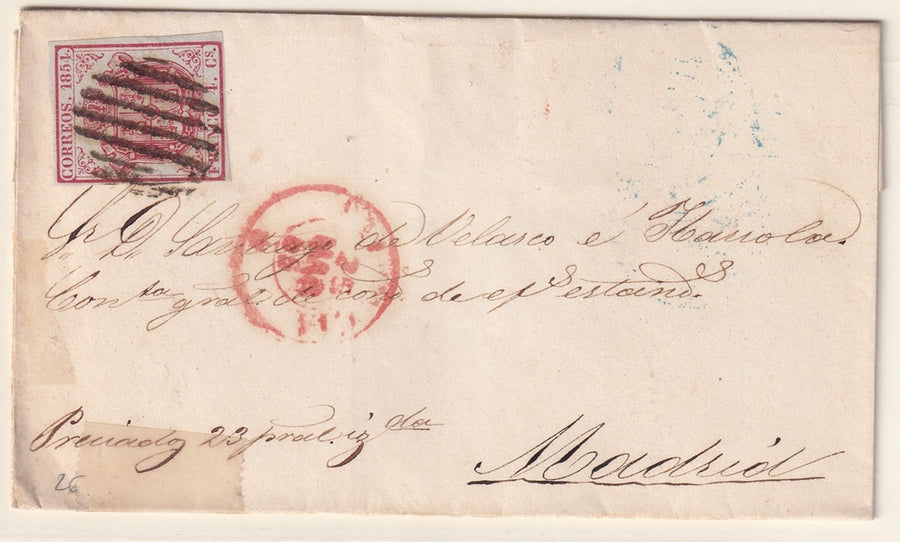Spain 1855 Sc 32 folded letter to Madrid