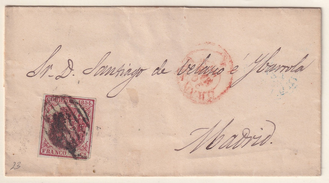 Spain 1855 Sc 32 folded letter to Madrid