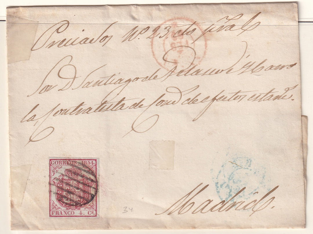 Spain 1855 Sc 32 folded letter to Madrid