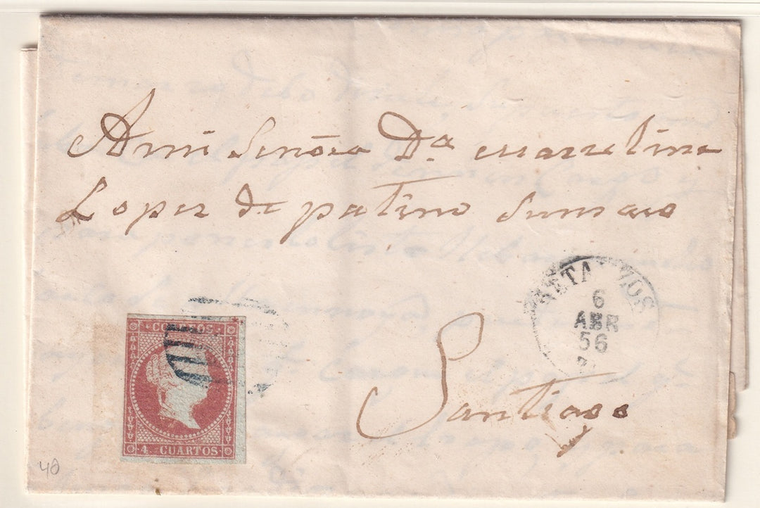 Spain 1856 Sc 41 folded letter Betanzos to Santiago