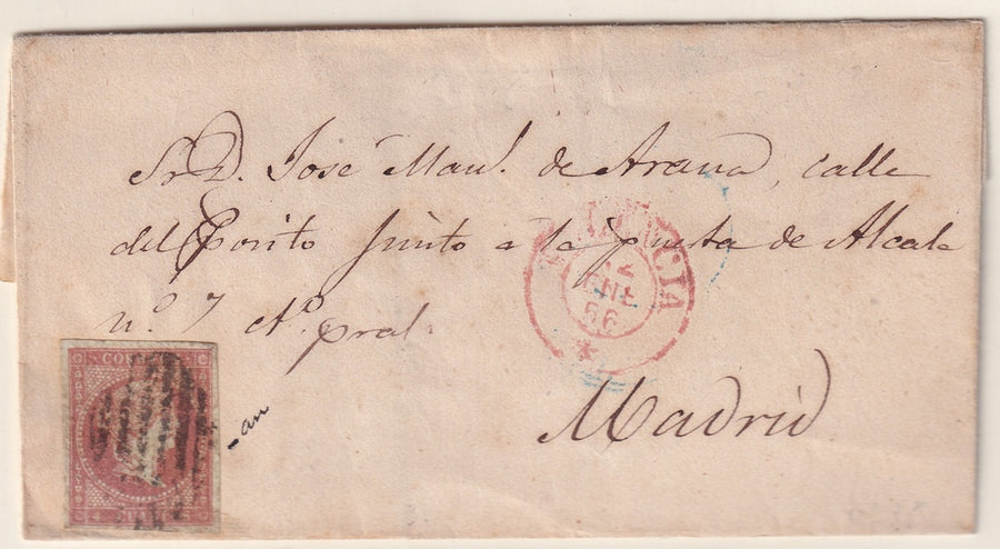 Spain 1856 Sc 41 folded letter Valencia to Madrid