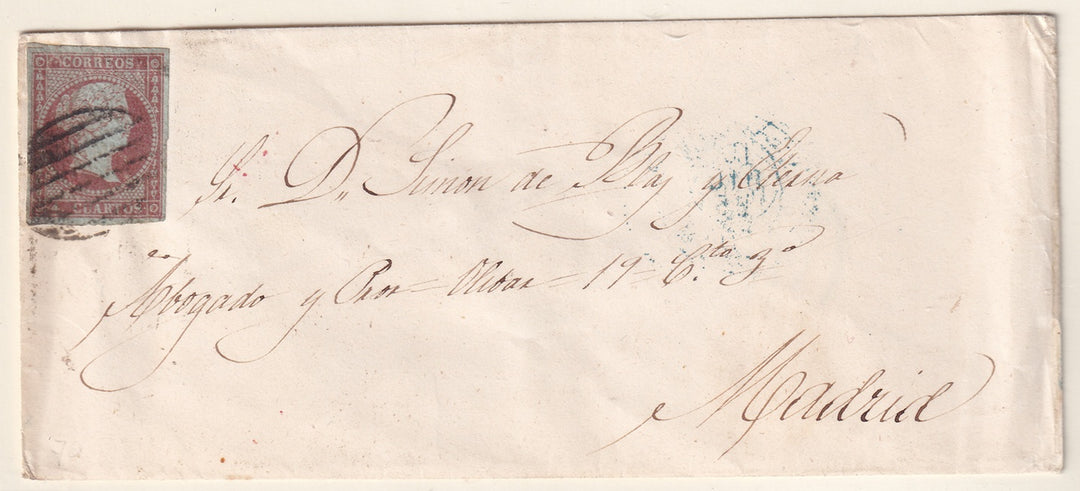 Spain 1855 Sc 37 cover to Madrid