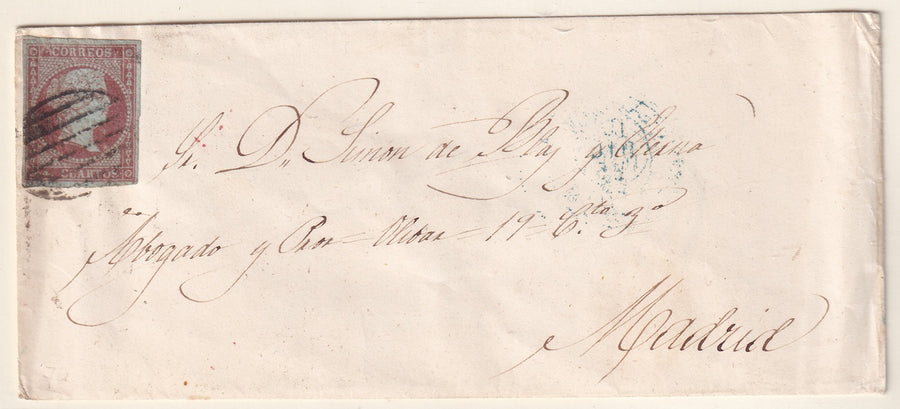 Spain 1855 Sc 37 cover to Madrid