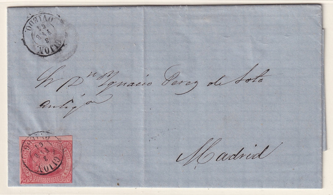 Spain 1864 Sc 62 folded letter Gijon to Madrid