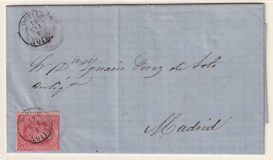 Spain 1864 Sc 62 folded letter Gijon to Madrid