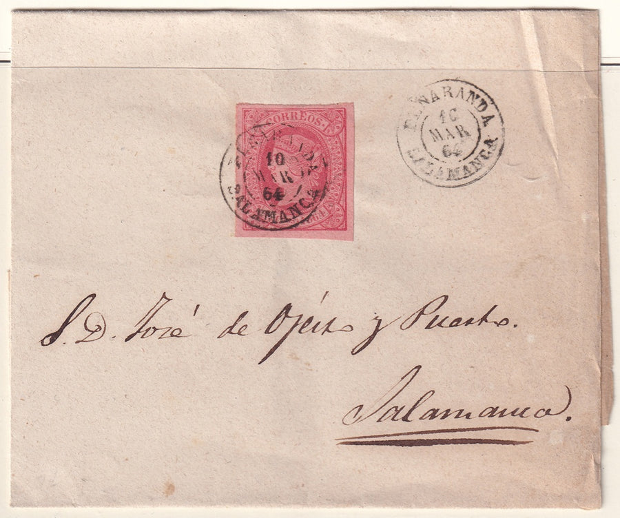 Spain 1864 Sc 62 folded letter Peñaranda to Salamanca
