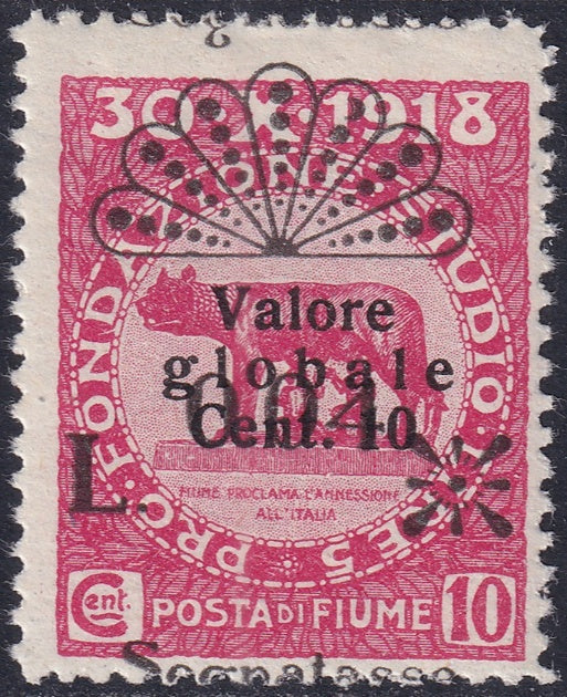 Fiume 1921 Sc J16 postage due MH* shifted overprint variety