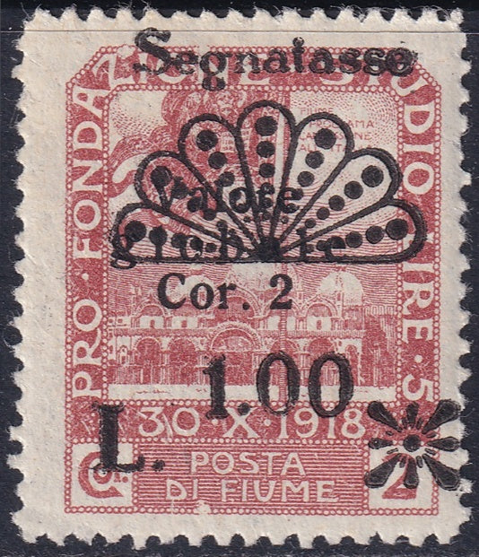Fiume 1921 Sc J26 postage due MNH** overprint on reverse variety