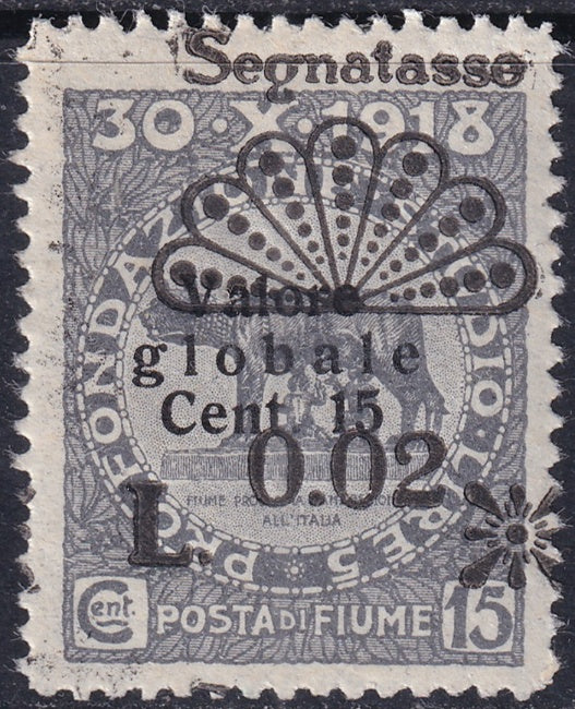 Fiume 1921 Sc J15 postage due MH* shade & overprint variety