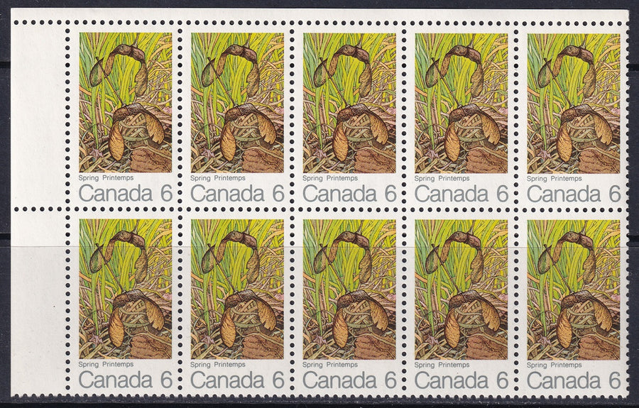 Canada 1971 Sc 535i block of 10 with "hook on 6" variety
