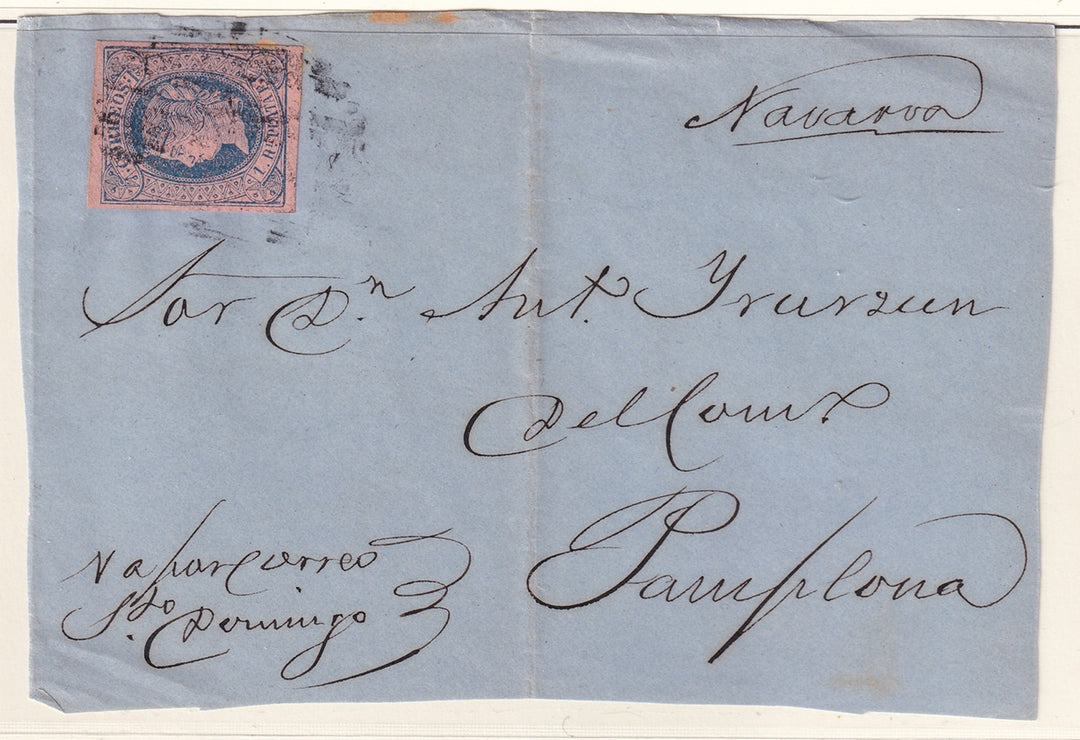 Spanish Antilles 1864 Sc 20 letter front only to Pamplona carried by "Sto. Domingo"
